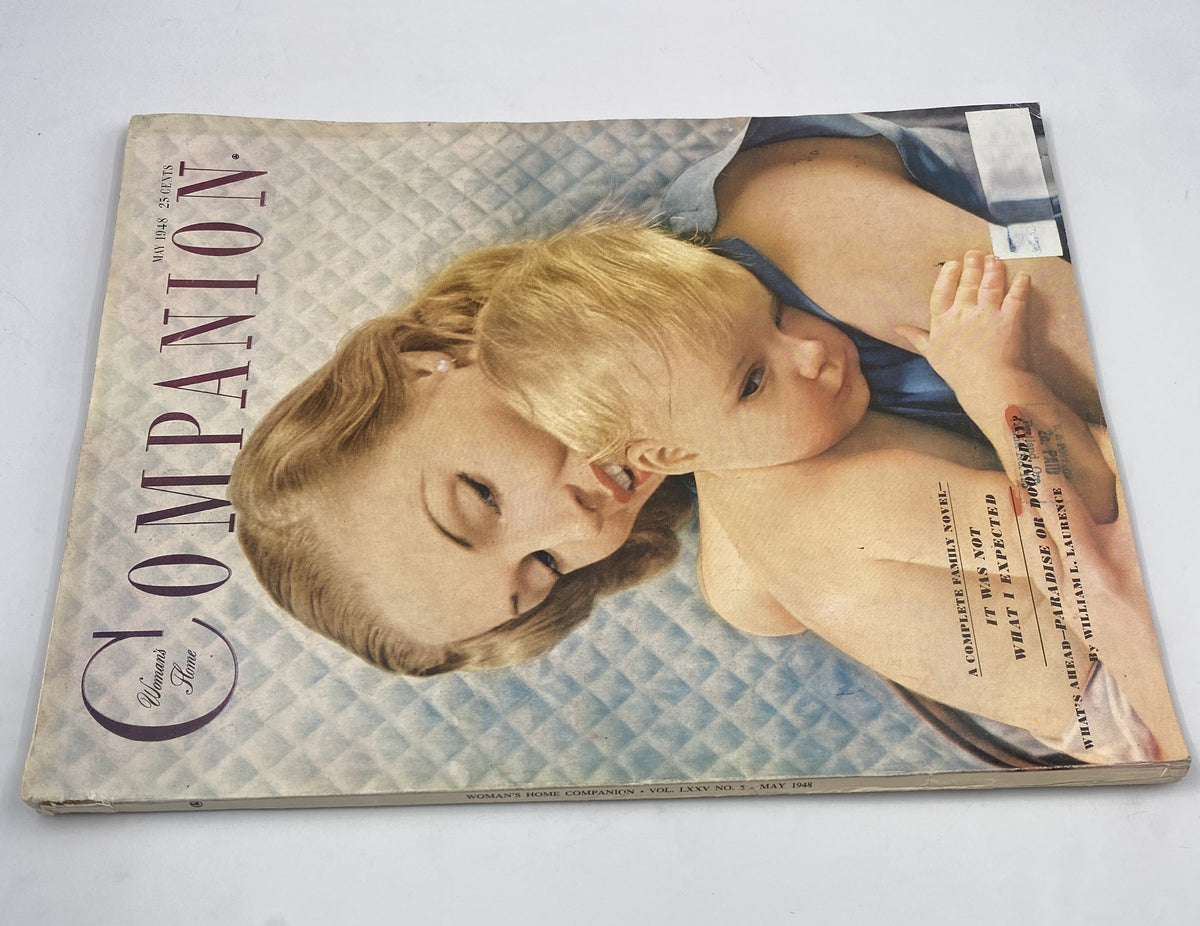 Alternate view of the cover of Woman’s Home Companion Magazine from May 1948, showcasing the mother and child imagery along with the magazine's title and featured content.