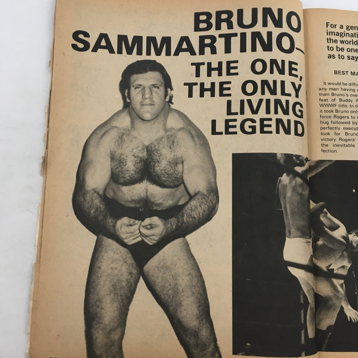Bruno Sammartino featured inside Wrestling Super Stars Magazine Winter 1976, showcasing his status as the living legend of wrestling.