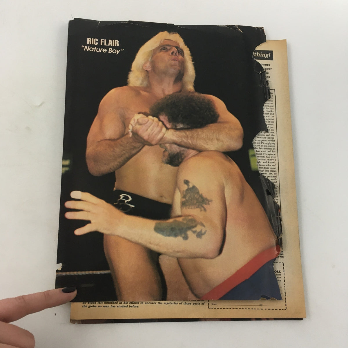 Wrestling World Magazine September 1985 featuring Ric Flair, 'Nature Boy', competing in a wrestling match, part of this iconic vintage issue.