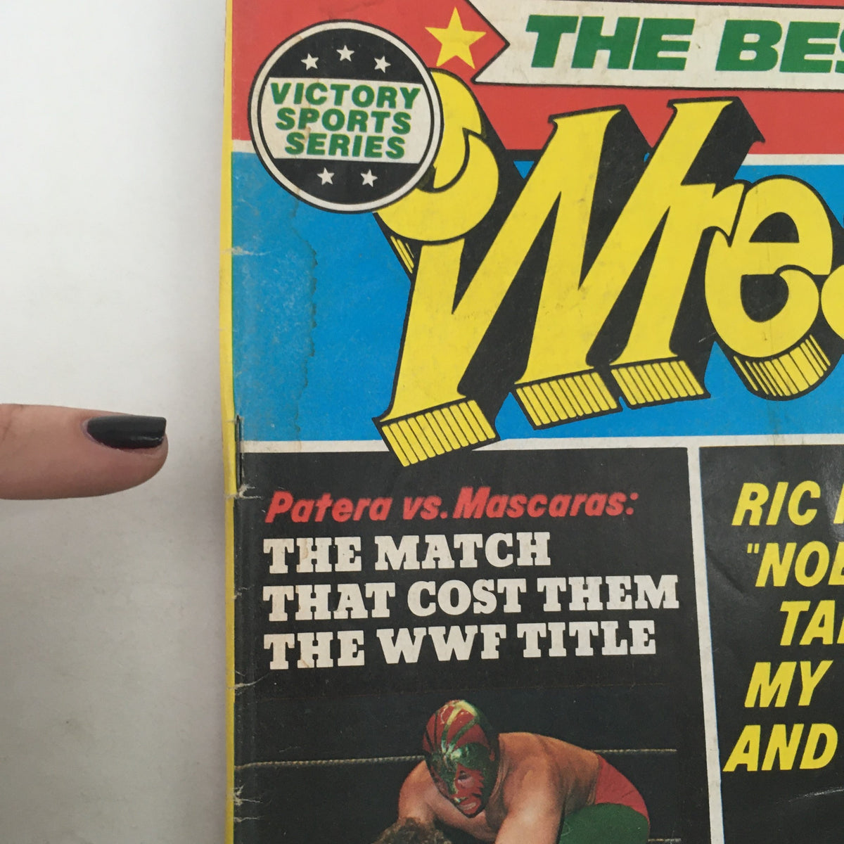 Cover of WWF Wrestler Magazine Fall 1981, highlighting the iconic match between Patera and Mascaras and Ric Flair, part of the Victory Sports Series.