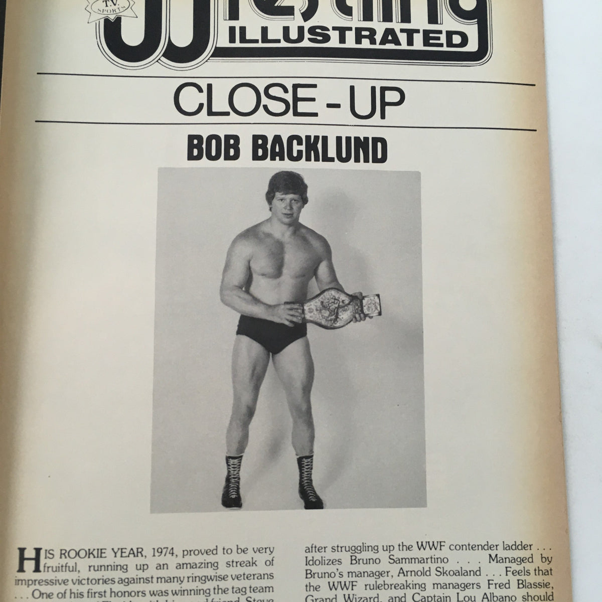 Cover of Pro Wrestling Illustrated magazine from December 1981 featuring a close-up of Bob Backlund holding a championship belt, exemplifying the wrestling era and spotlighting notable wrestling moments.