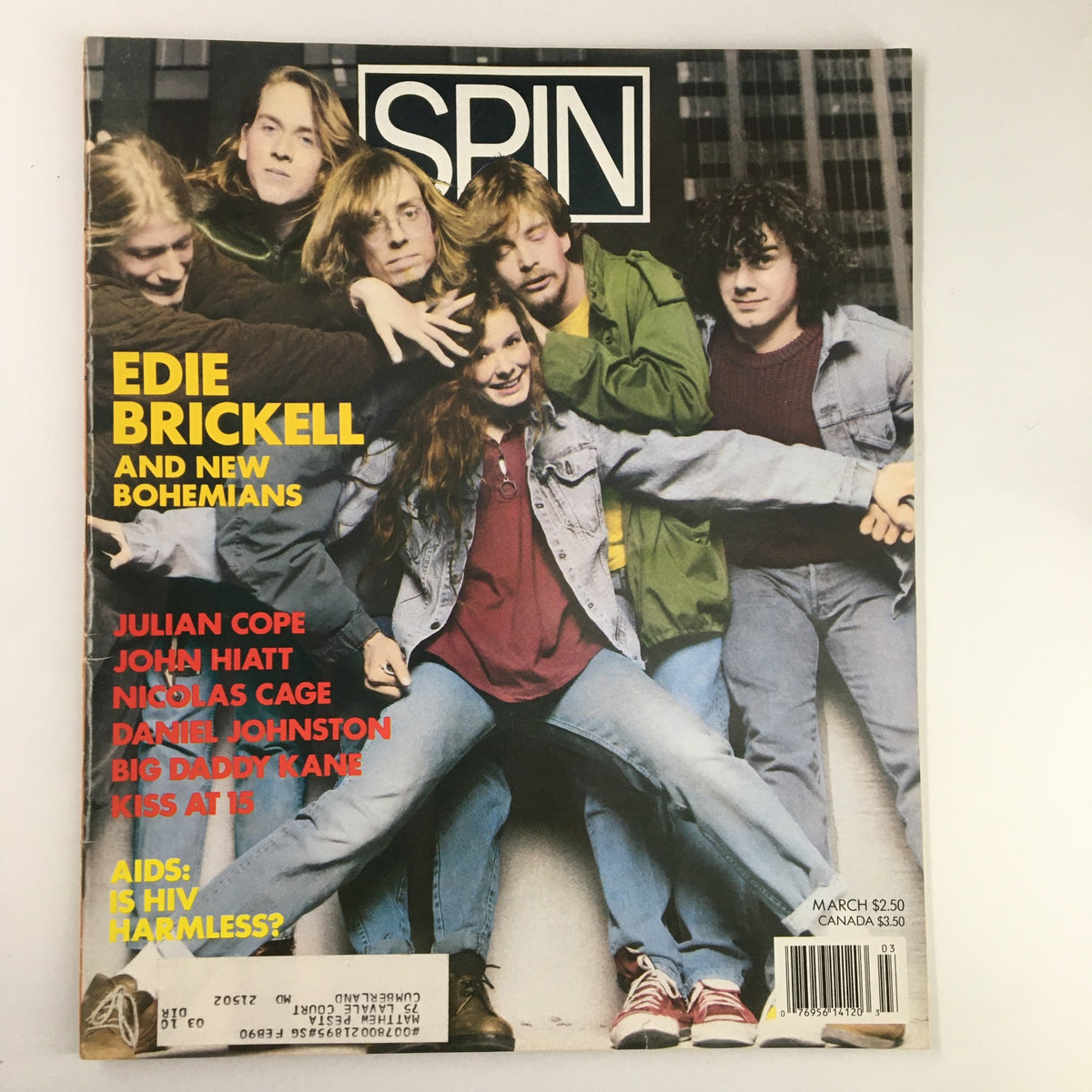 Spin Magazine March 1989 Vol 4 #12 featuring Edie Brickell and New Bohemians on the cover, highlighting iconic 1980s music culture.