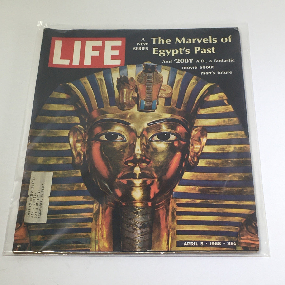 Vintage Life Magazine cover from April 5, 1968 featuring 'The Marvels of Egypt's Past' with an image of Egyptian artifacts and a golden mask.