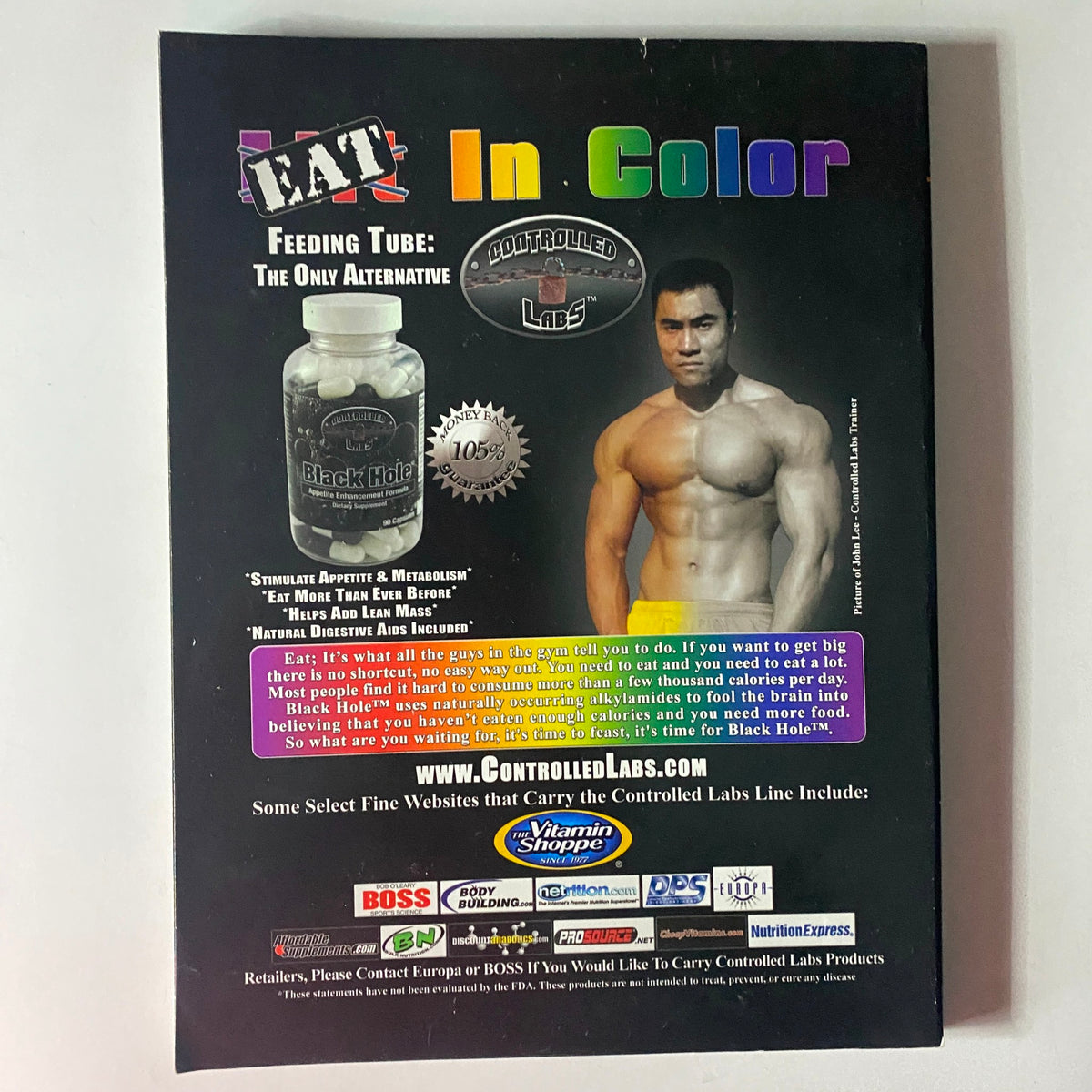 Back cover of Flex Magazine December 2006 displaying an advertisement for Controlled Labs supplements, capturing the essence of fitness marketing.