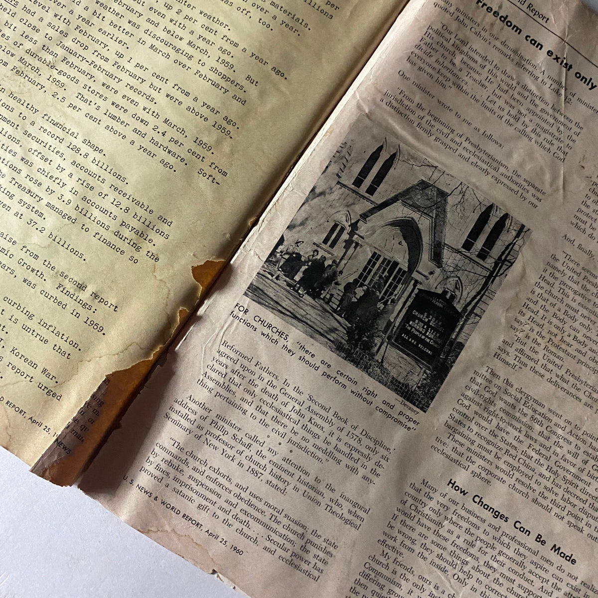 Interior pages of U.S. News & World Report Magazine April 25, 1960 featuring articles on Africa's political landscape and social issues, showcasing historical context during the Cold War.