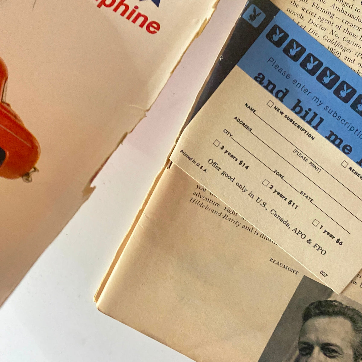 Interior page of Playboy Magazine March 1960 displaying subscription details and advertisements, capturing early 1960s media style.