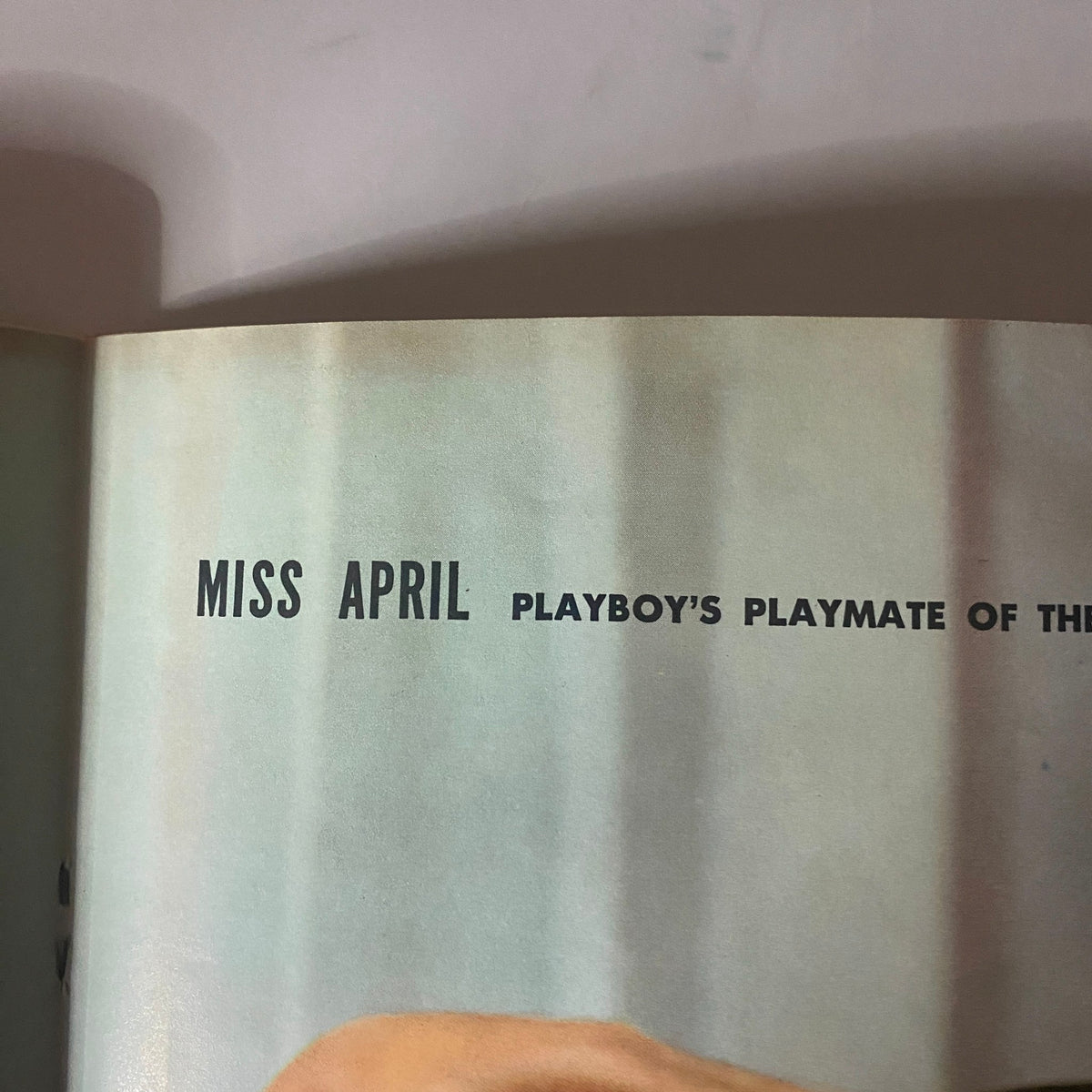 Inside page of Playboy Magazine April 1959, featuring the text 'Miss April Playboy's Playmate of the Month' signaling the focus on Nancy Crawford as the featured centerfold.