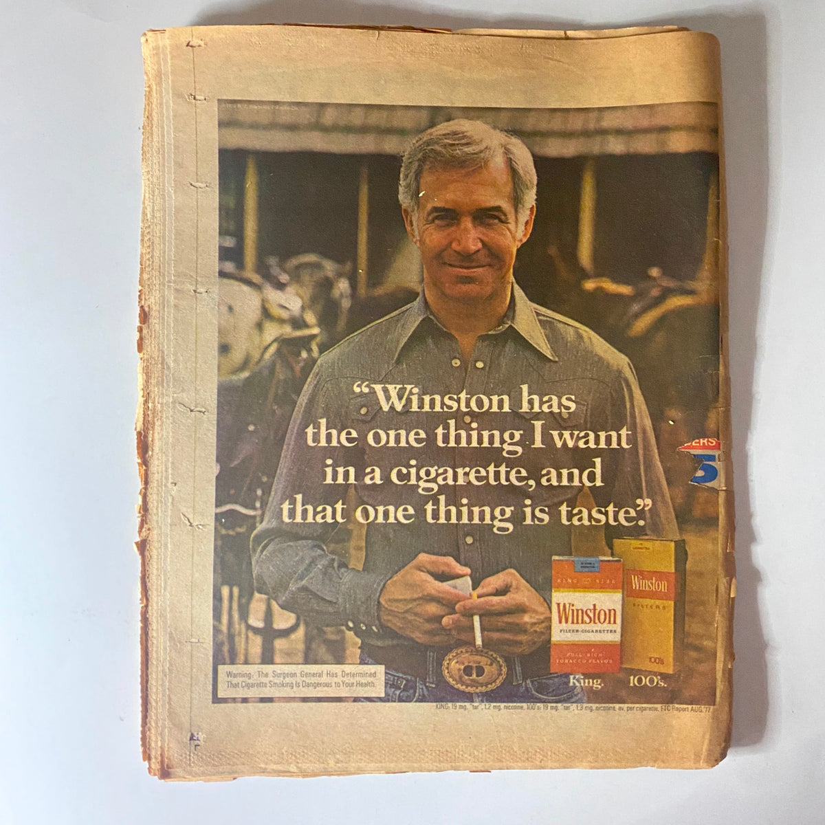 Cover of the July 4, 1978 Star Tabloid Magazine featuring an advertisement with a man promoting Winston cigarettes, capturing the advertising culture of the late 1970s.