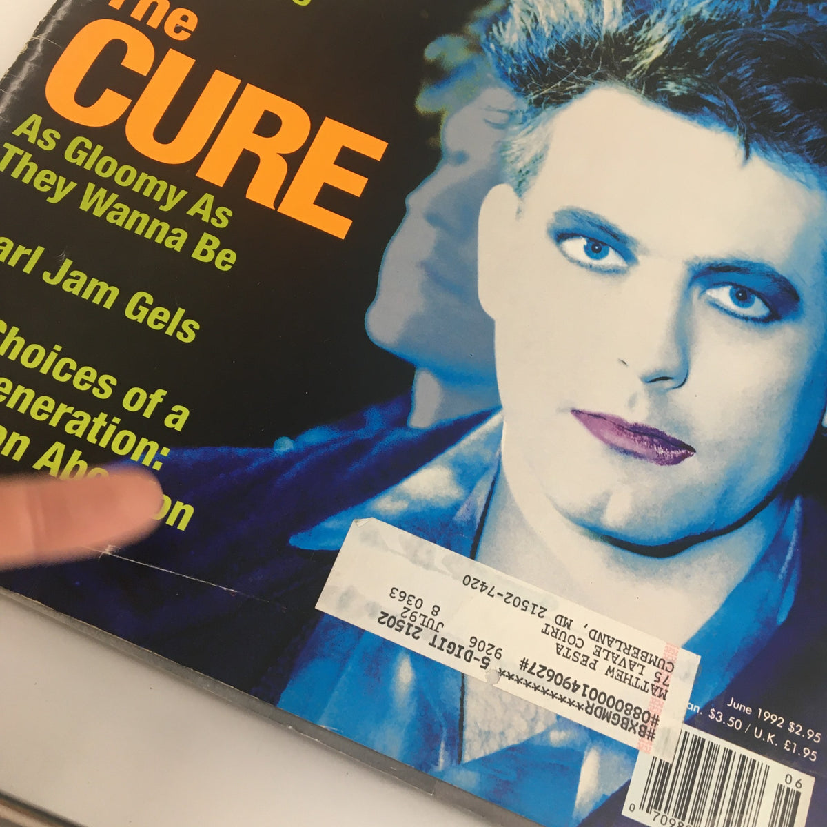 Cover of Spin Magazine June 1992 Vol 8 #3 featuring The Cure, Pearl Jam, and discussions on the HIV myth.