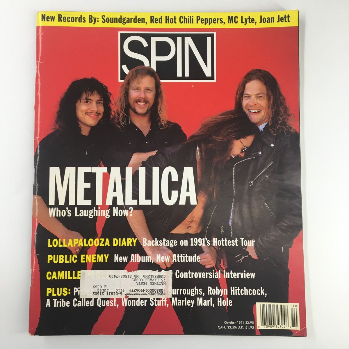 Spin Magazine October 1991 Vol 7 #7 featuring Metallica on the cover with the headline, 'Who's Laughing Now?' This vintage magazine showcases the band's influence in the early '90s rock scene.
