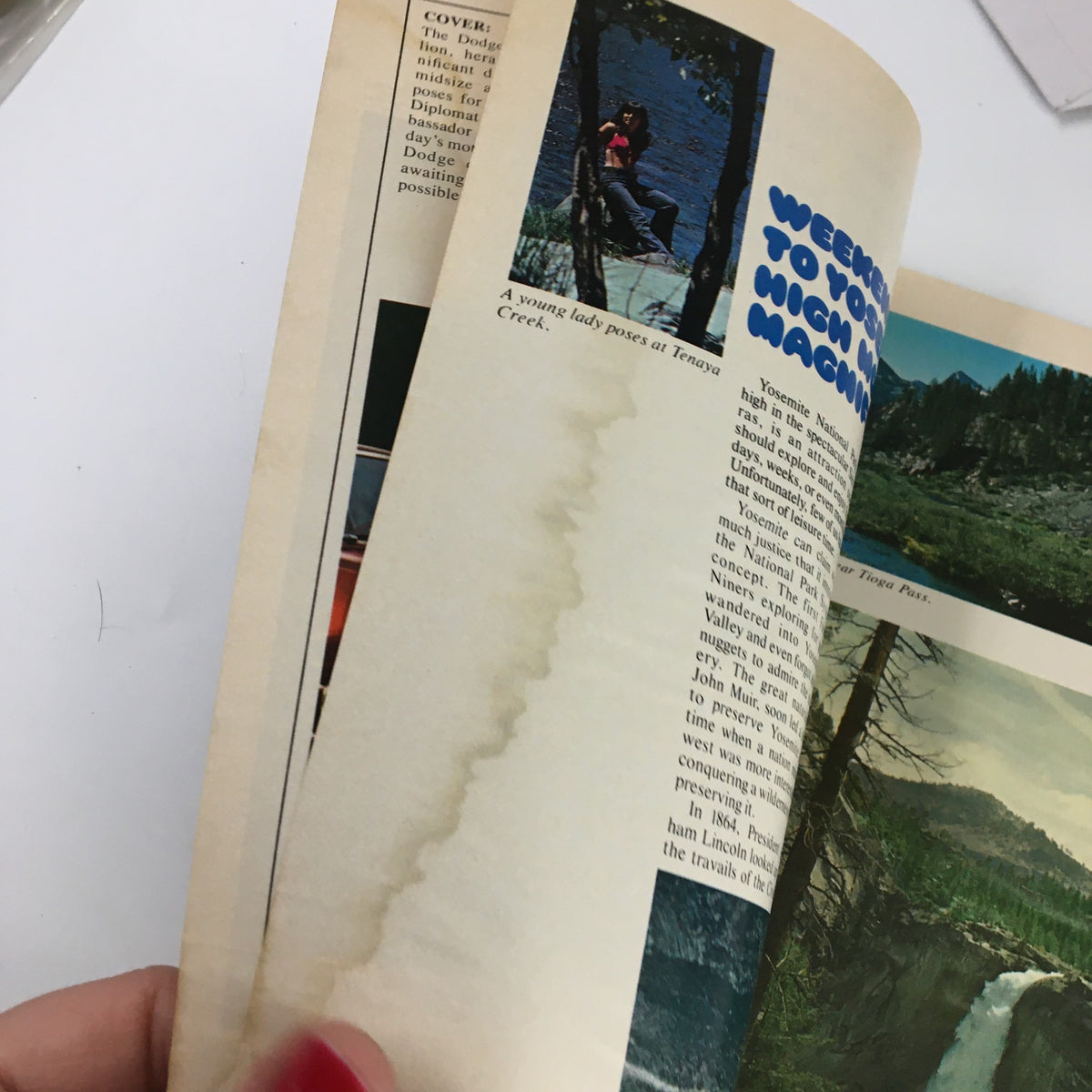 Inside page of the VTG Dodge Adventurer Magazine May 1977, showcasing features and articles related to the Dodge vehicles, including vintage photography.