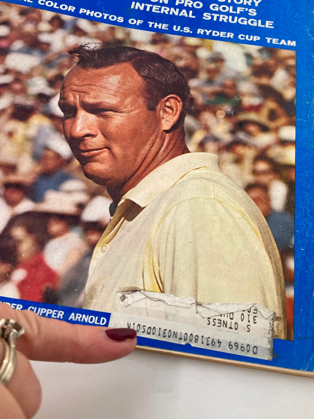 Close-up of the VTG Golf Digest Magazine cover from October 1967 showcasing Arnold Palmer in a moment of focus during the Ryder Cup, with visible price and label details.