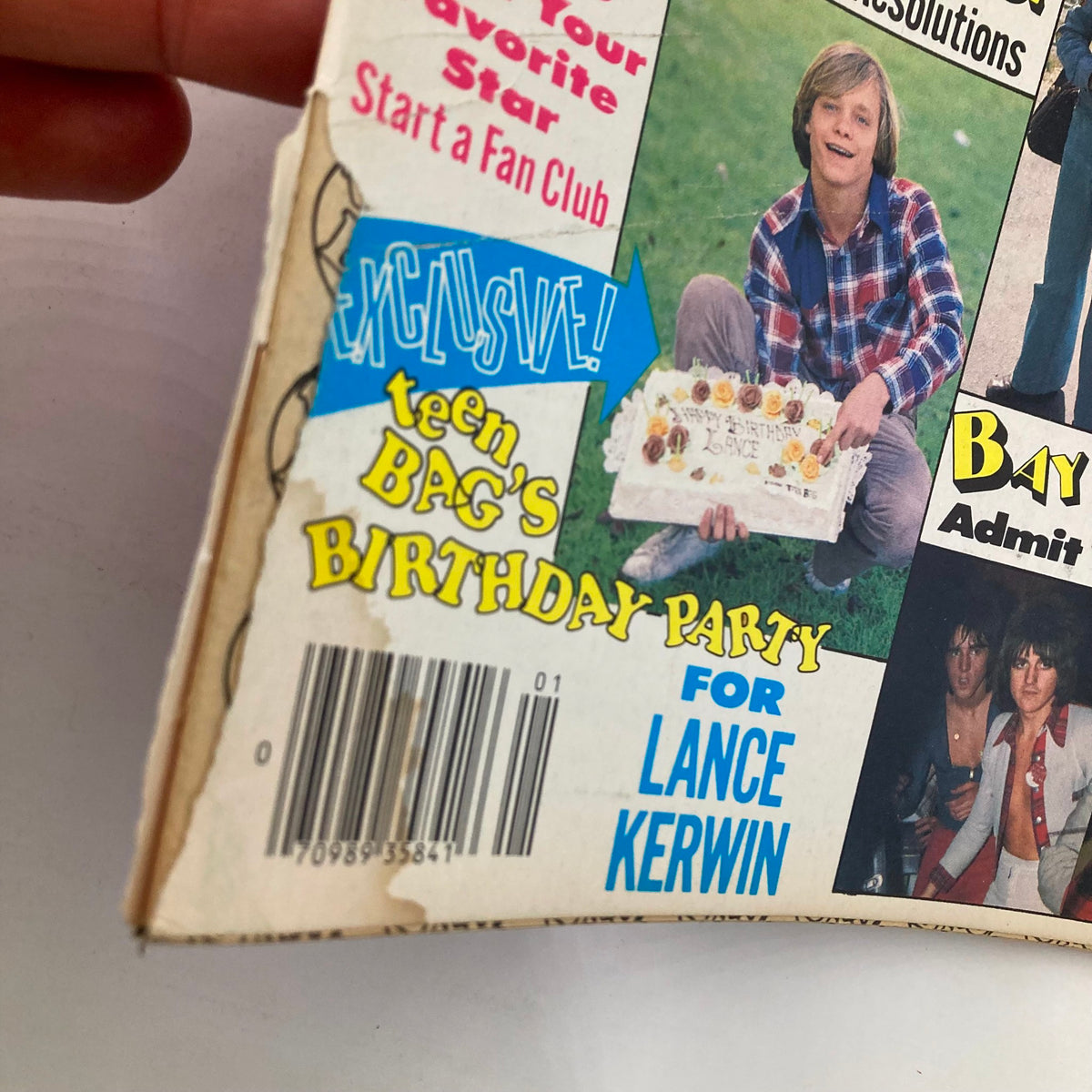 Detail of the VTG Teen Bag Magazine Spring 1978 showcasing a birthday party page for Lance Kerwin with vibrant graphics.
