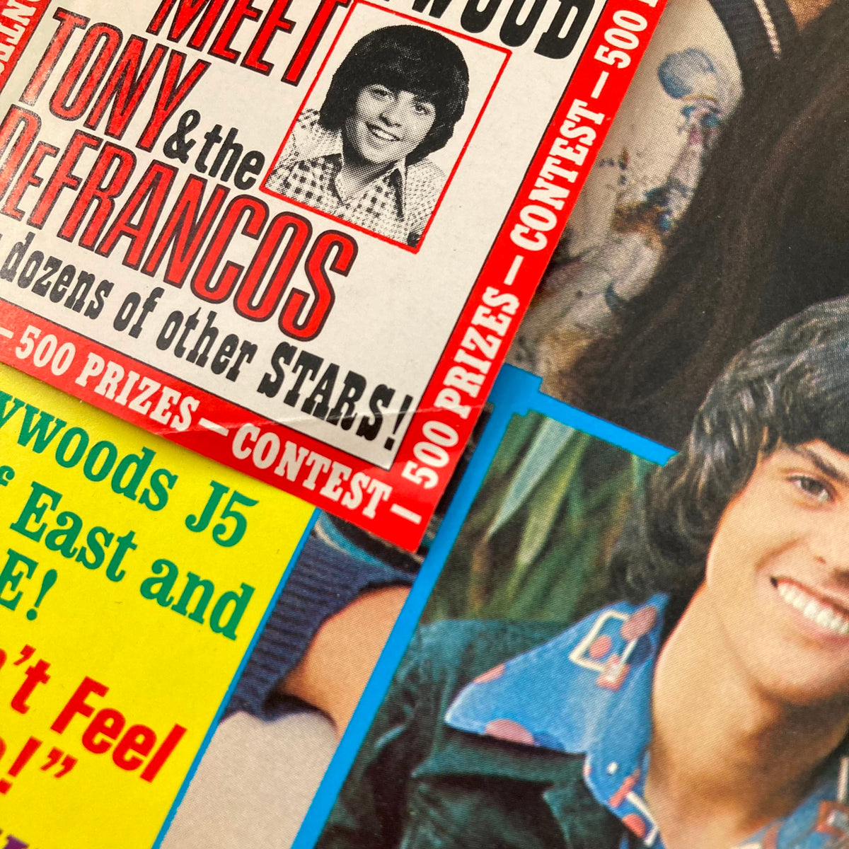 Close-up of the Tiger Beat Magazine January 1974 cover highlighting Tony DeFranco with bold text promoting the magazine's content and contests.