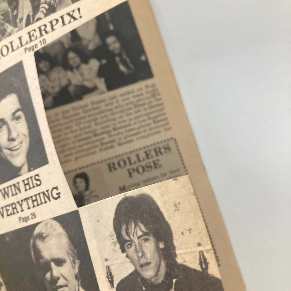 Page from 16 Magazine October 1976 featuring various stars, including John Travolta and Donny Osmond in nostalgic 70s pop culture.