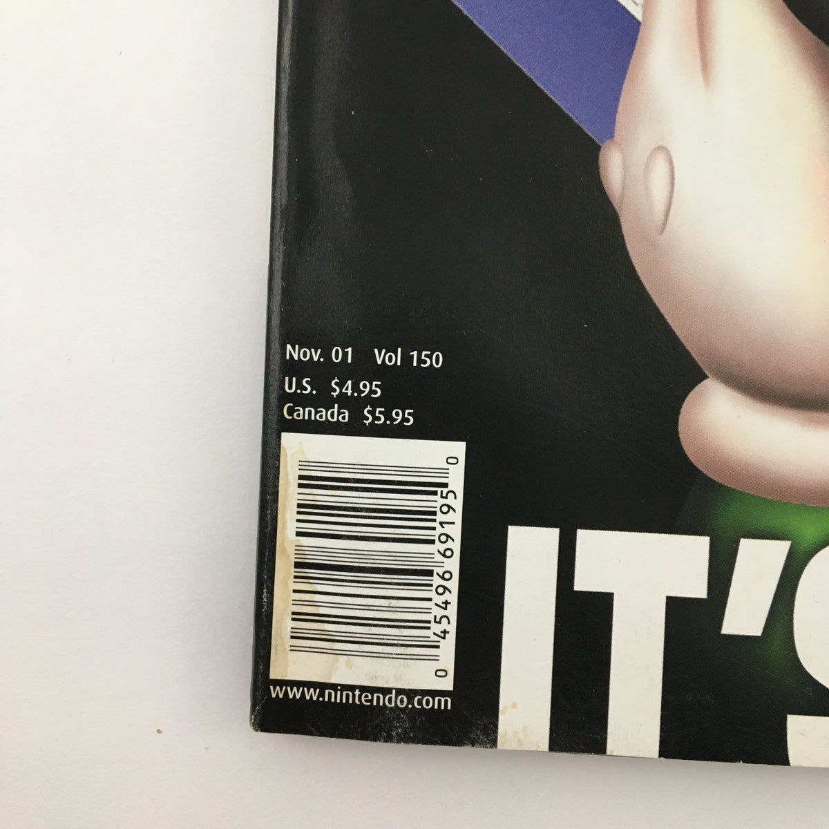 Back cover of Nintendo Power Magazine November 2001 #150 displaying pricing and barcode information.