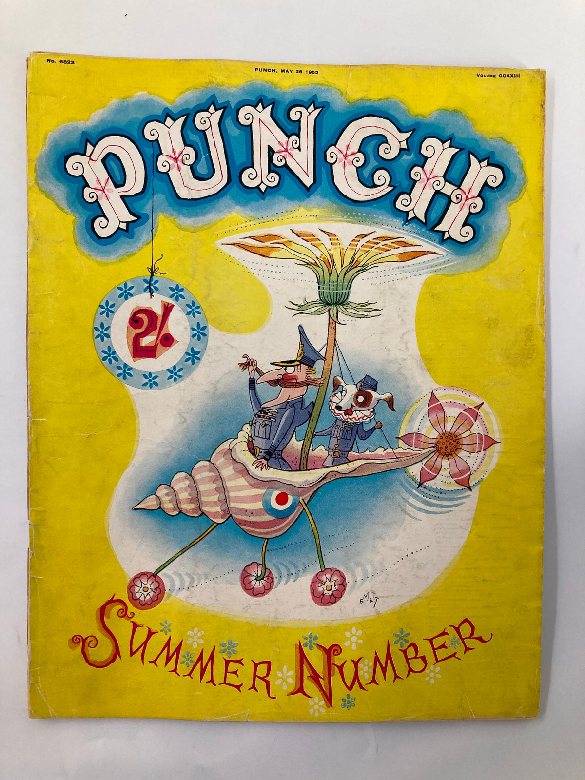 Cover of VTG Punch Magazine from May 26, 1952, featuring colorful cartoon artwork and humor related to World War II.
