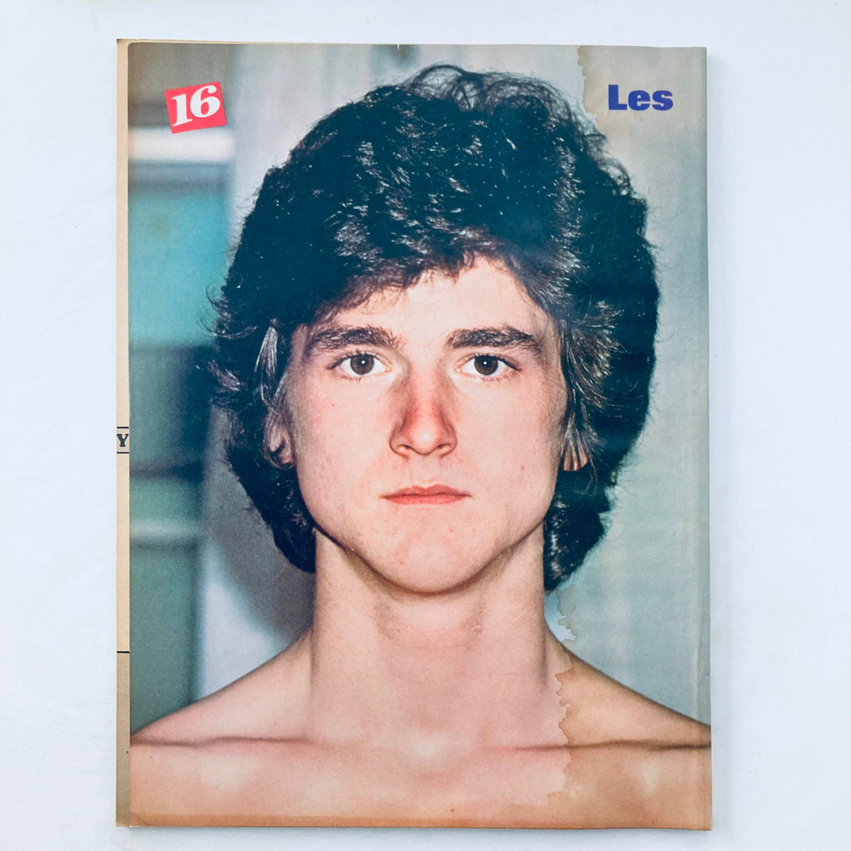 Cover of a vintage 16 Magazine featuring a young male model named Les, showcasing the nostalgic fashion and pop culture of August 1977, part of the iconic magazine issue.