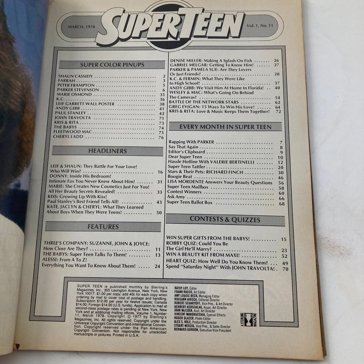 Vintage Super Teen Magazine March 1978 Kiss Shaun Cassidy Andy Gibb No Label