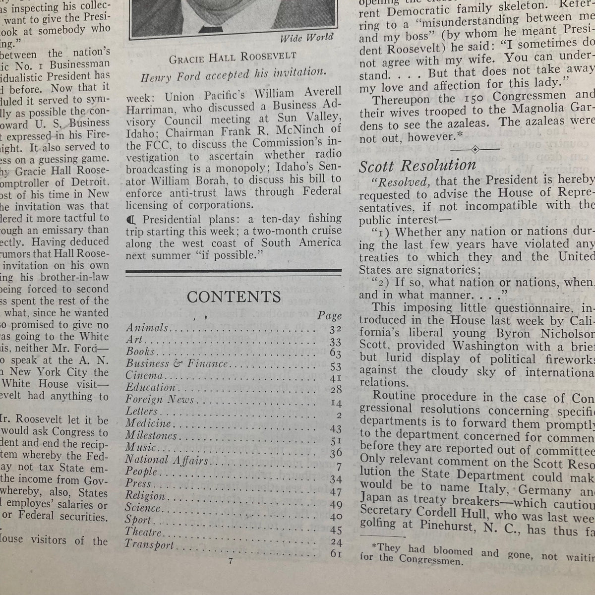 Page from a vintage Time Magazine, featuring content and articles from May 2, 1938, related to American history.