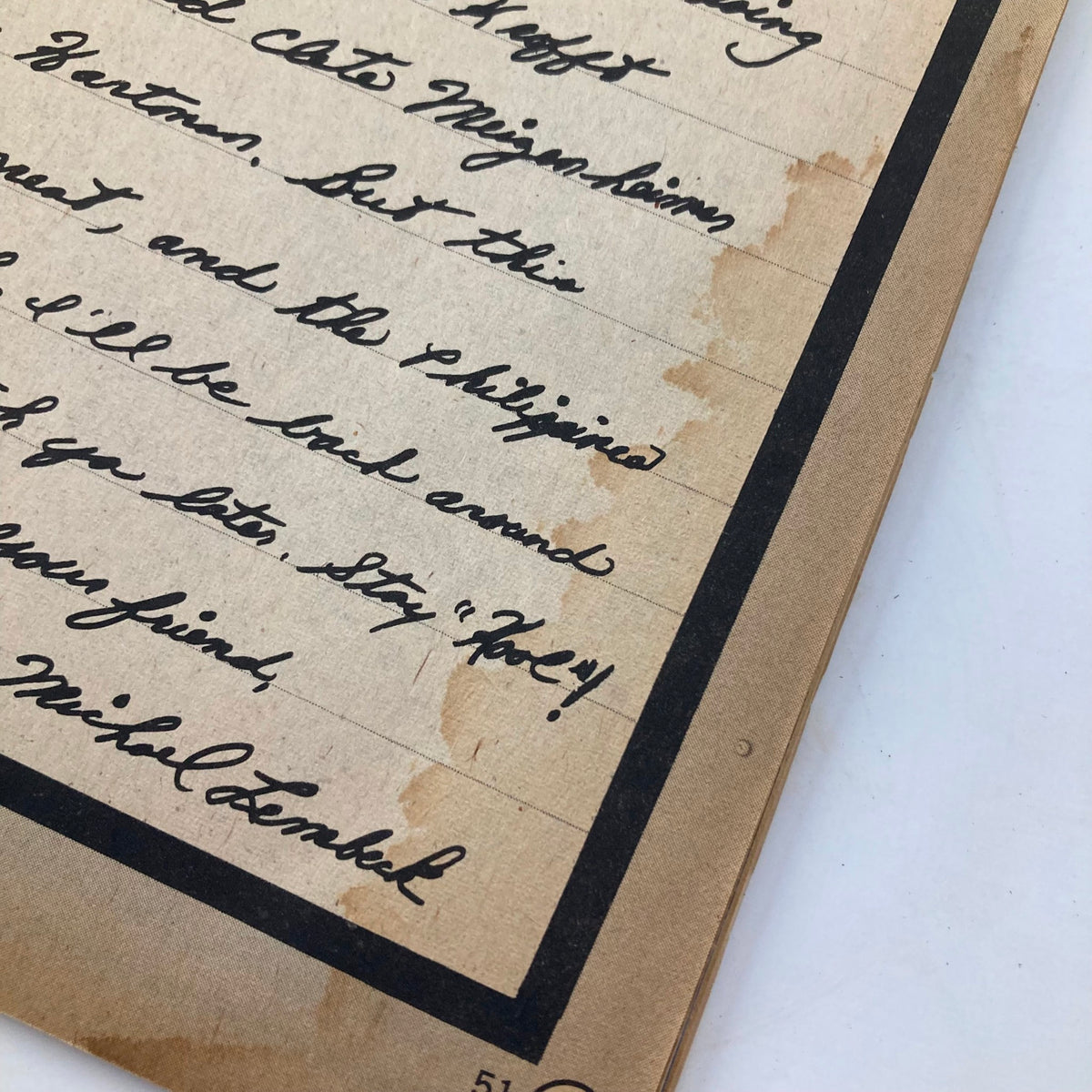 A close-up view of vintage handwritten notes with visible water damage, showcasing a personal letter style from the past. Part of the article features references to the 1977 Tiger Beat Super Special #3 featuring Shaun Cassidy and Donny and Marie Osmond.