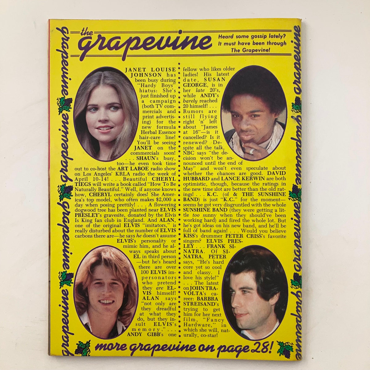 Tiger Beat Star July 1978 displaying 'The Grapevine' section with gossip about popular stars including Janet Louise Johnson and others.