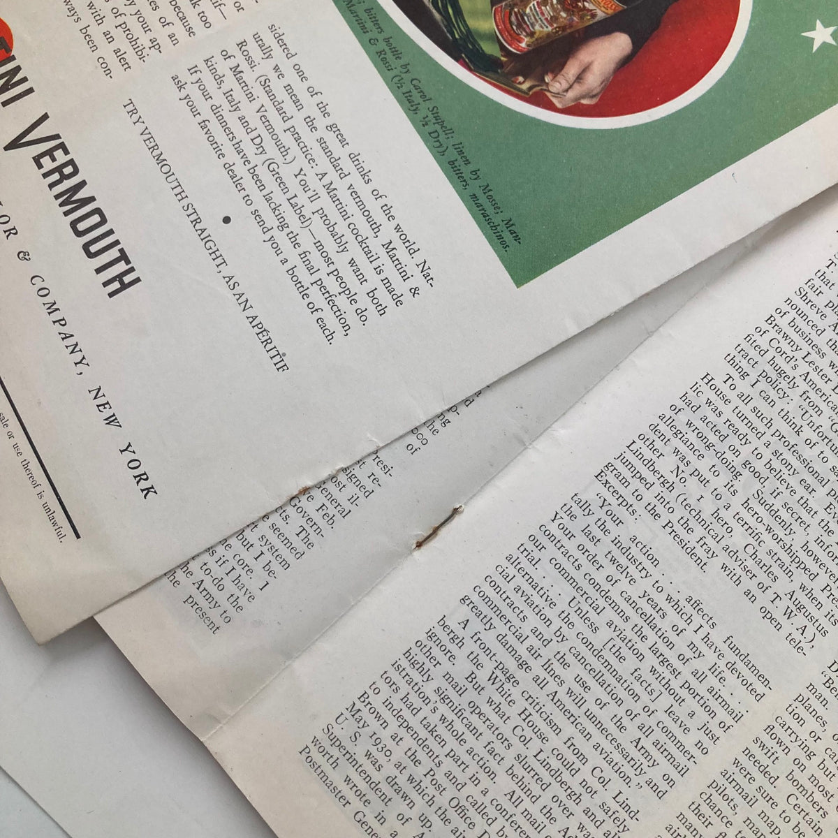 Inside view of VTG Time Magazine from February 19, 1934, highlighting articles and advertisements that reflect the 1930s era.