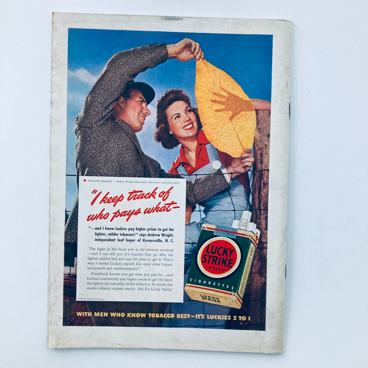VTG Time Magazine June 9 1941 cover featuring Benito Mussolini, showcasing advertisements and visuals from the era, including a vintage Lucky Strike cigarette ad with farmers.