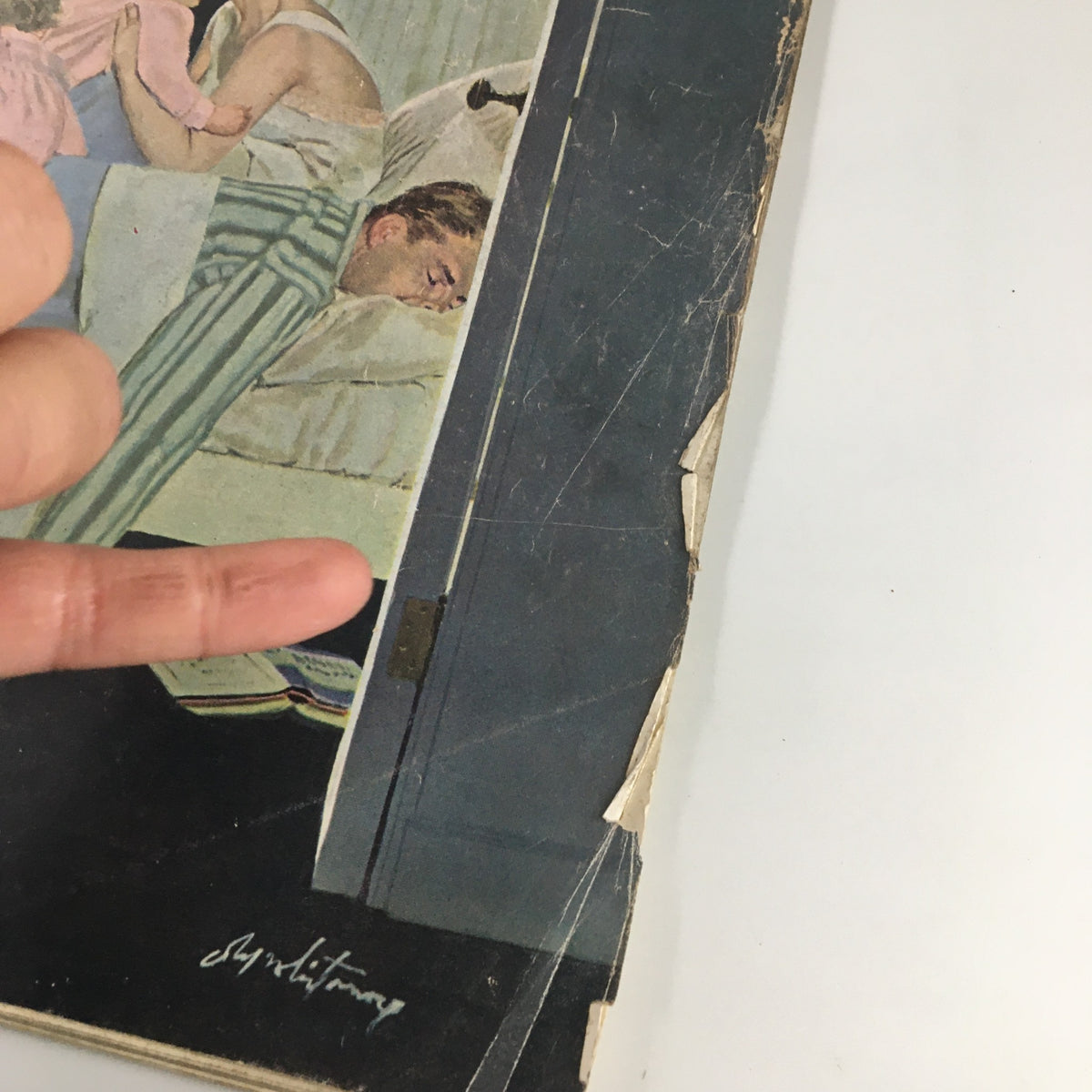 Cover detail of The Saturday Evening Post March 22 1958, featuring a family scene with children showing expressions of curiosity, depicting the themed story "Ordeals of Execution Night."