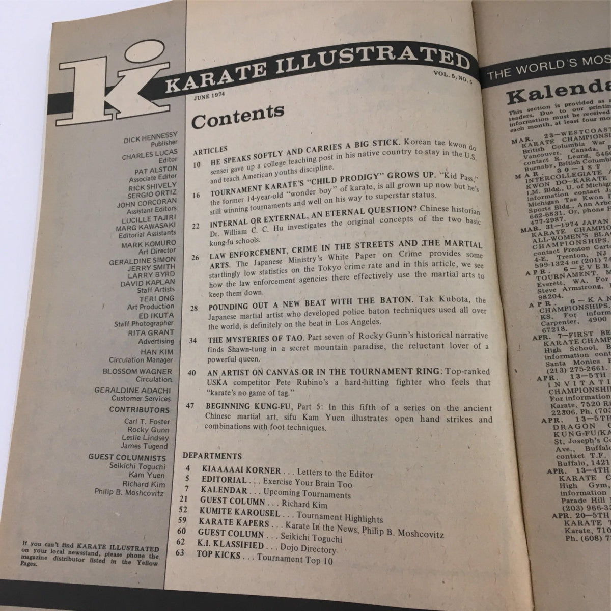 Karate Illustrated Magazine June 1974 The Law and Martial Arts No Label