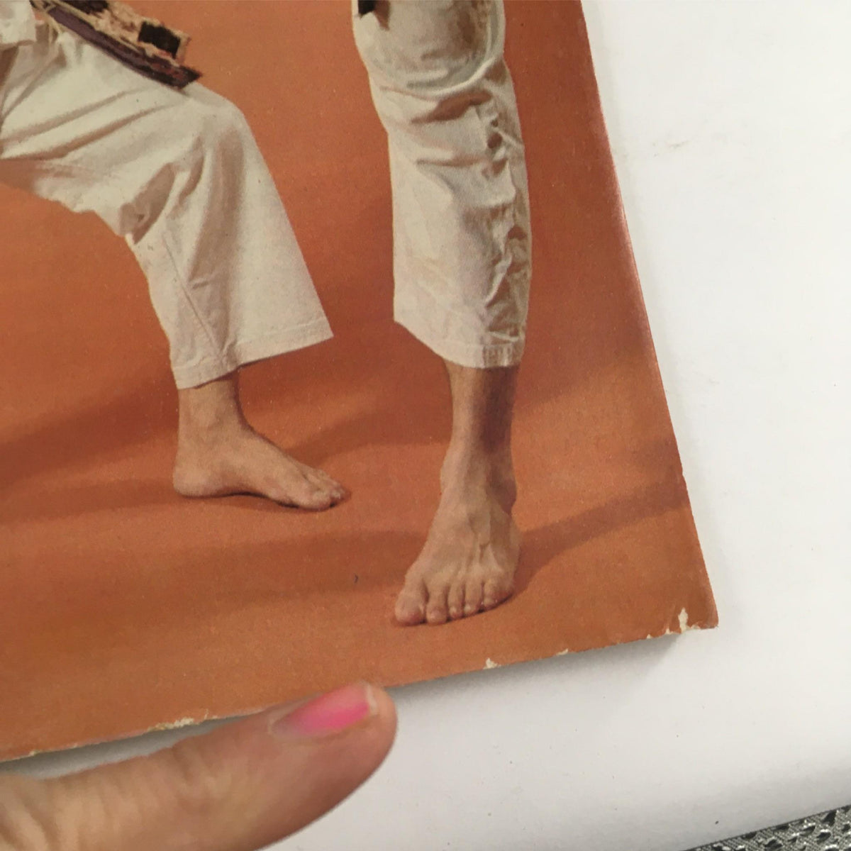 Close-up view of foot positioning in a martial arts stance from Black Belt Magazine October 1979, highlighting the focus on technique and form in martial arts.