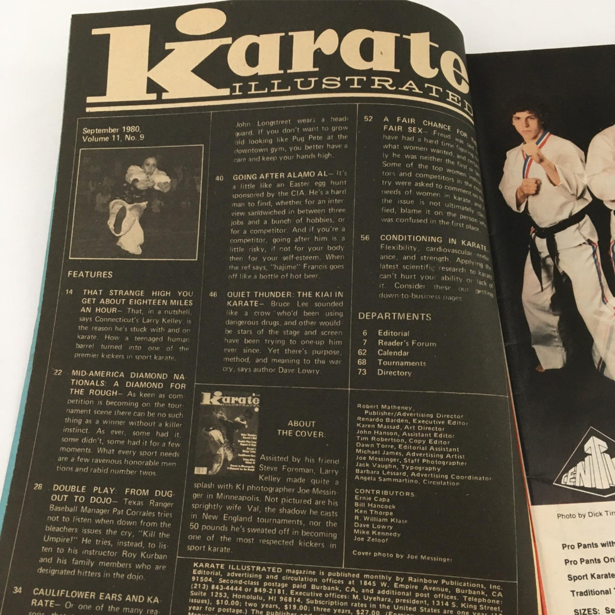 Cover page of Karate Illustrated September 1980 magazine featuring articles on martial arts, showcasing the title prominently and featuring actions and features related to karate, reflecting the culture of martial arts in the 1980s.