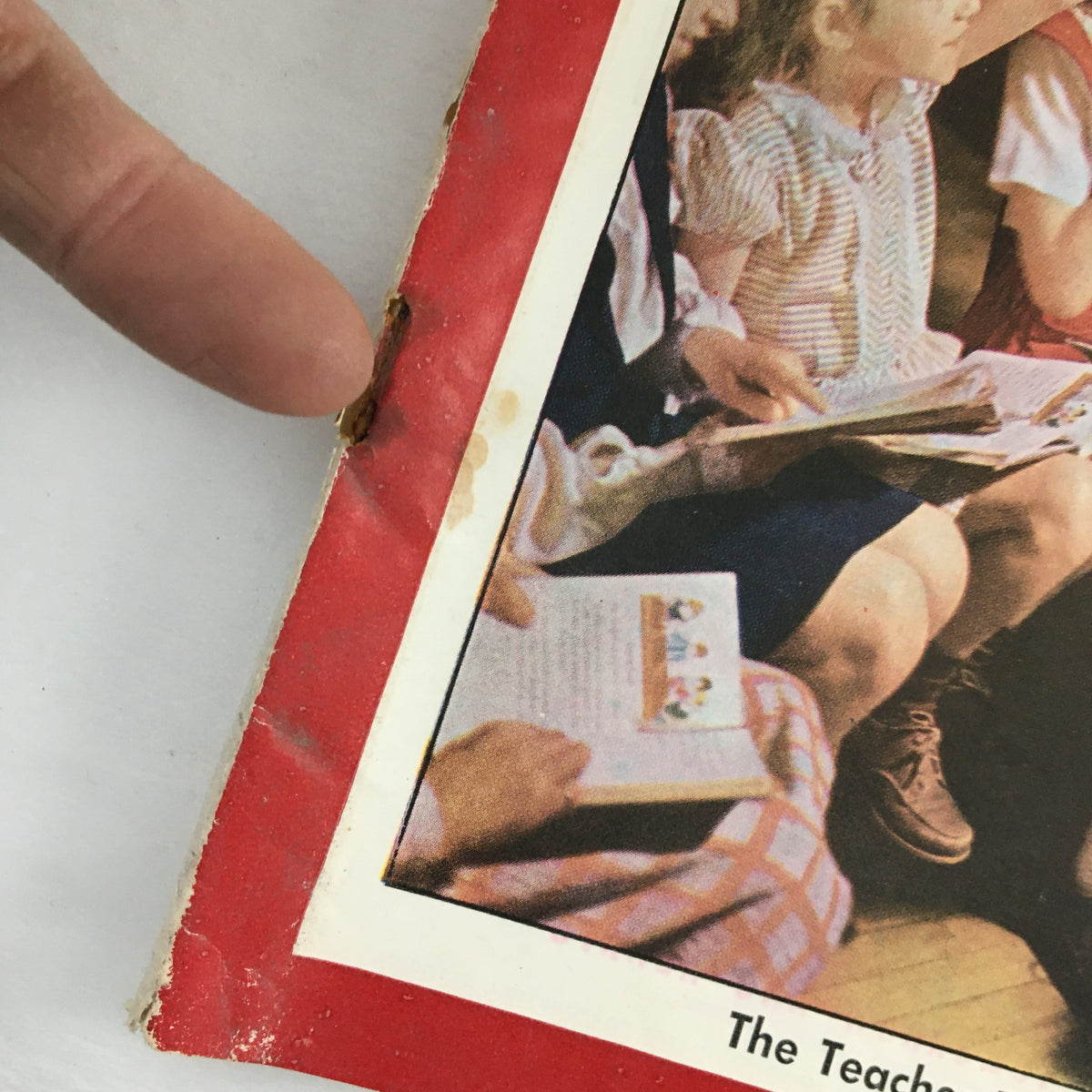 Close-up of the cover of Newsweek Magazine March 17 1947, featuring the article 'The Teacher Becomes A National Issue', showcasing minor wear and damage indicative of its vintage age.