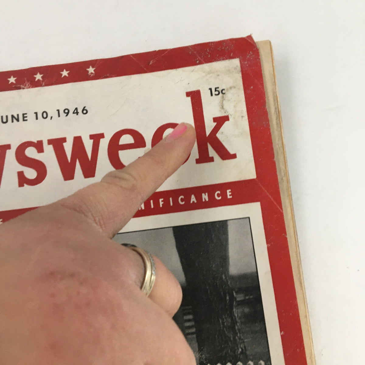 Cover of Newsweek Magazine June 10 1946 featuring a close-up of the magazine title, highlighting its significance as a vintage publication centering on The Fords: Fifty Years of Automobiles.