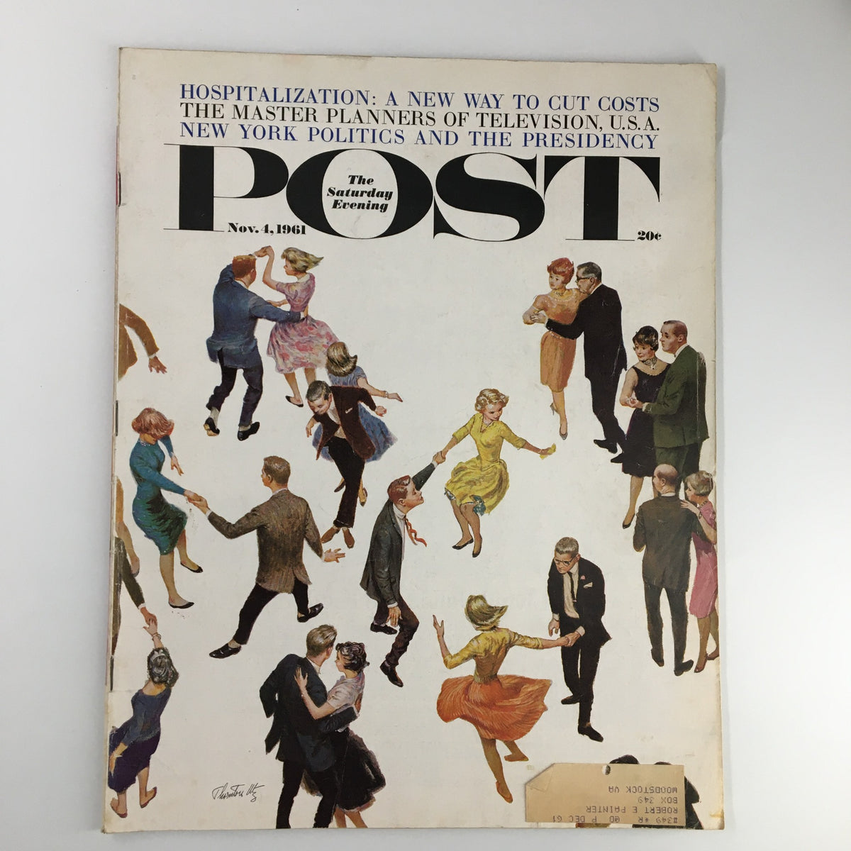 Cover of The Saturday Evening Post dated November 4, 1961, featuring the title 'The Master Planners of Television, USA,' with a colorful illustration of people dancing, highlighting vintage magazine design and culture.