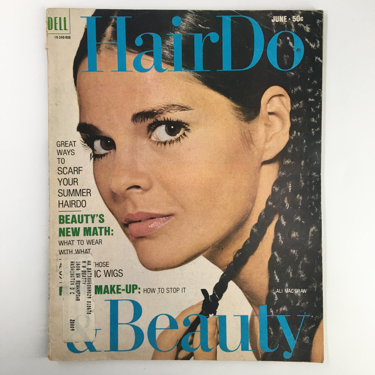 VTG Hairdo & Beauty Magazine June 1969 featuring Ali McGraw on the cover, showcasing her iconic look and vintage hairstyle.