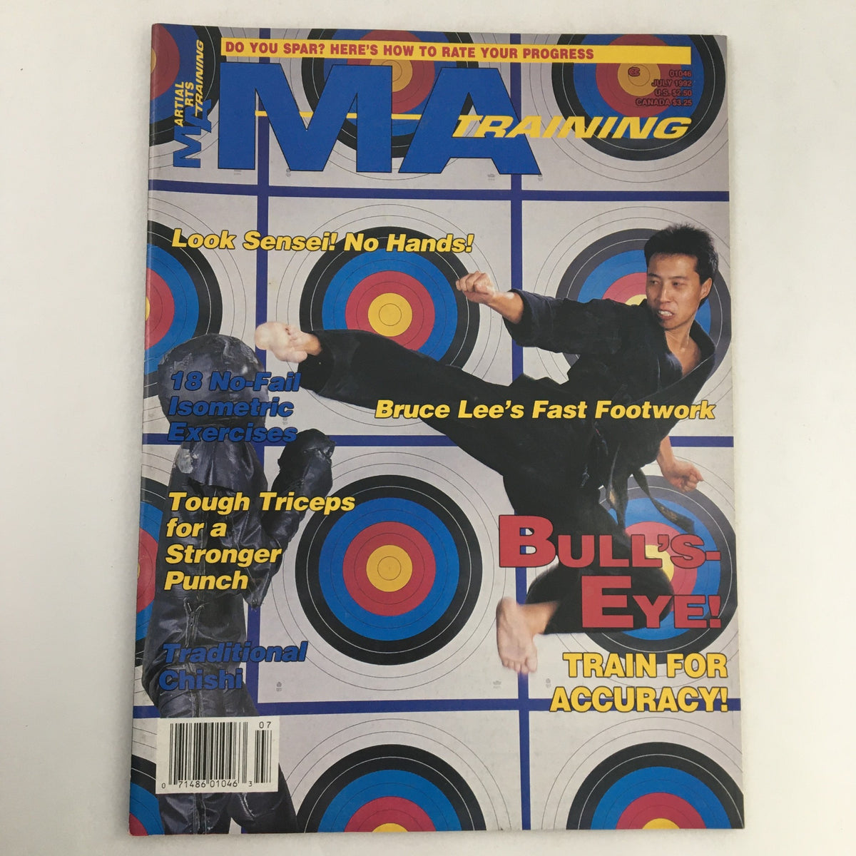 M.A. Training Magazine July 1992 Vol 19 #4 featuring Champion Competitor Charlie Lee on the cover with martial arts action and vibrant target graphics.