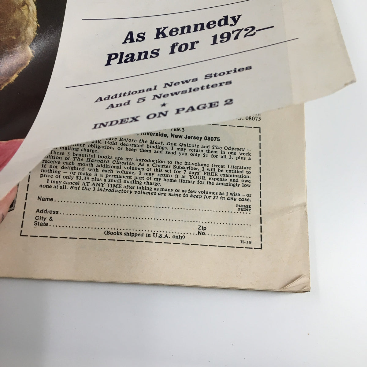 Back cover of US News & World Report Magazine, February 24, 1969, displaying additional news stories and subscription information.