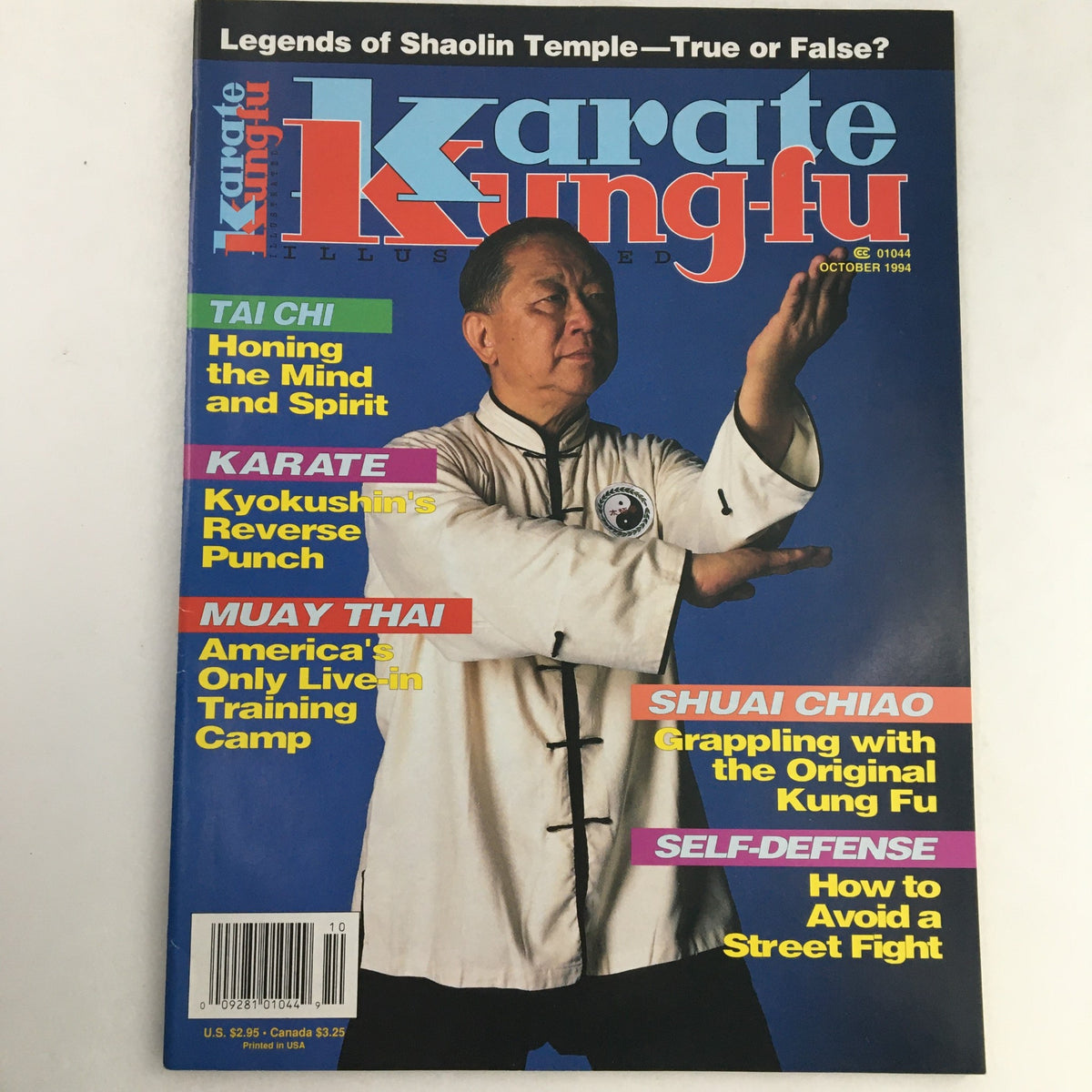 Cover of Karate Kung-Fu Illustrated Magazine from October 1994 featuring a martial artist in traditional attire. Includes articles on Tai Chi, Karate, Muay Thai, and more, highlighting the expertise of Instructor Daniel Lee.