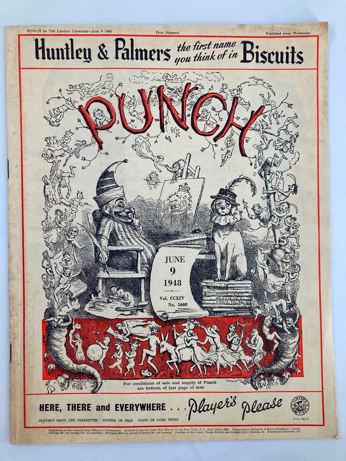 VTG Punch Magazine June 19 1948 #5608 Vol 214 cover featuring whimsical illustrations and humor from the post-WWII era, showcasing playful characters and artistic designs.