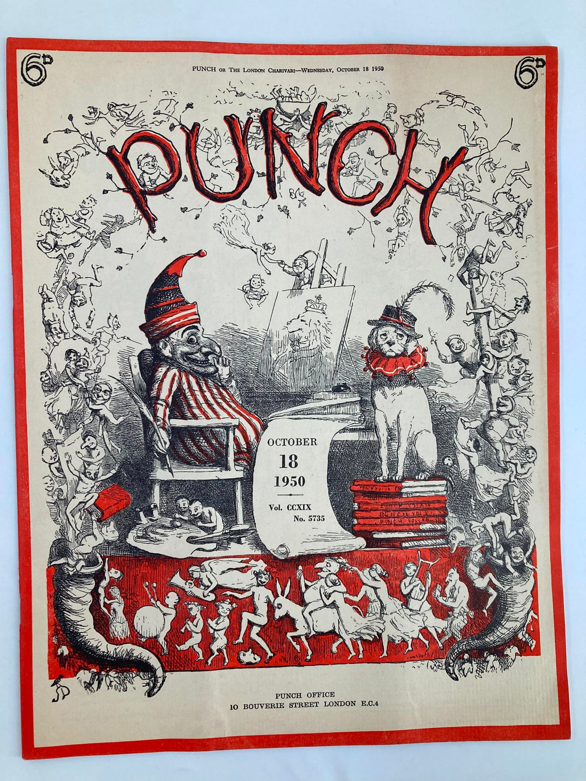 Cover of VTG Punch Magazine October 18 1950 #5735 Vol 219 featuring humorous illustrations and a whimsical design reflecting post-WWII culture.