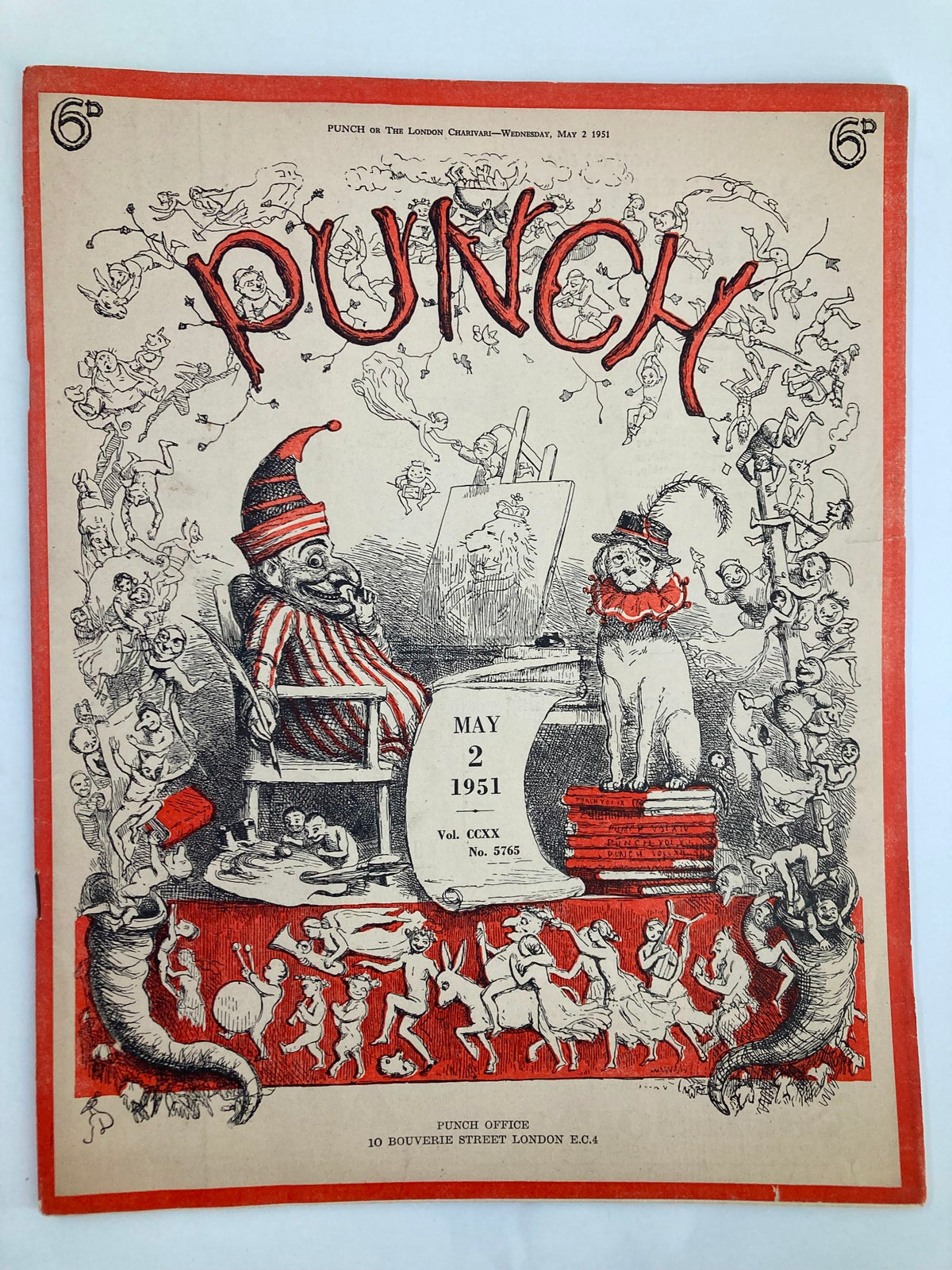 Cover of VTG Punch Magazine May 2, 1951 #5765 Vol 220 featuring humorous illustrations and caricatures reflecting wartime satire.