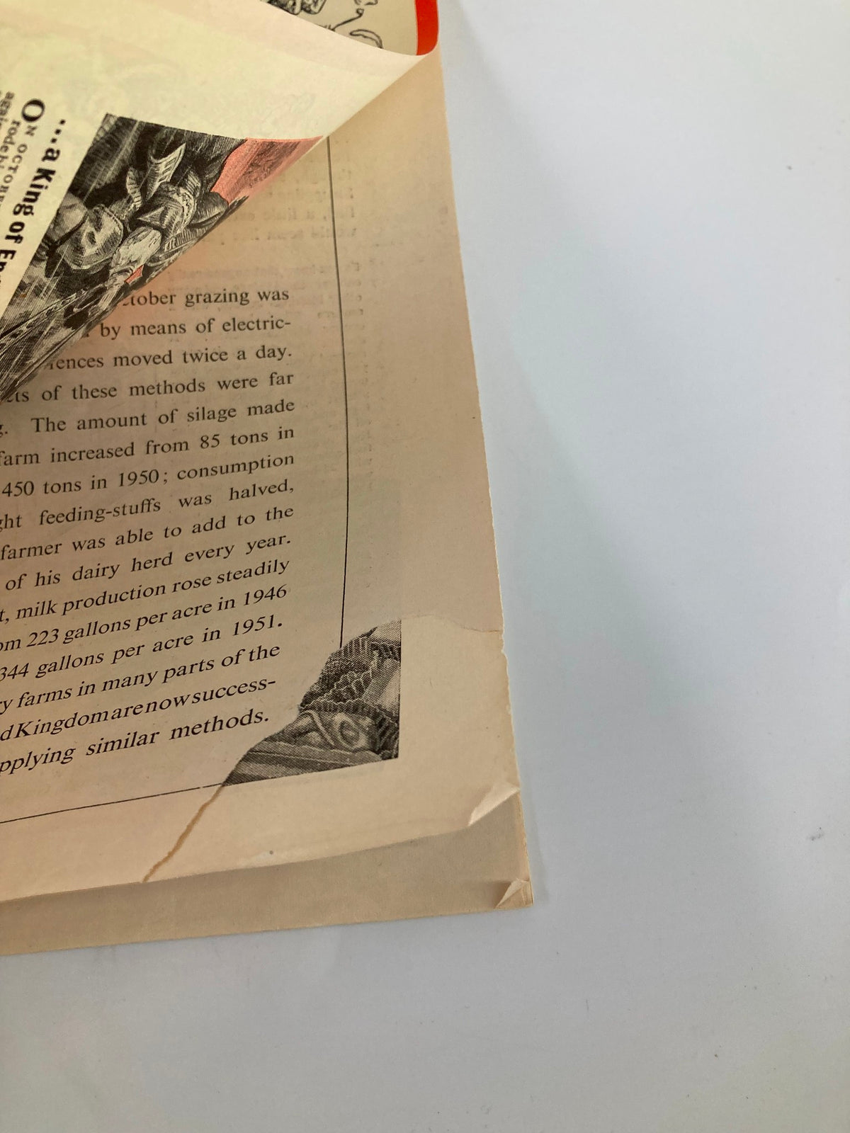 Vintage Punch Magazine September 24 1952, Issue #5841, showing a partially turned page revealing text and a creased corner, highlighting the magazine's worn condition.
