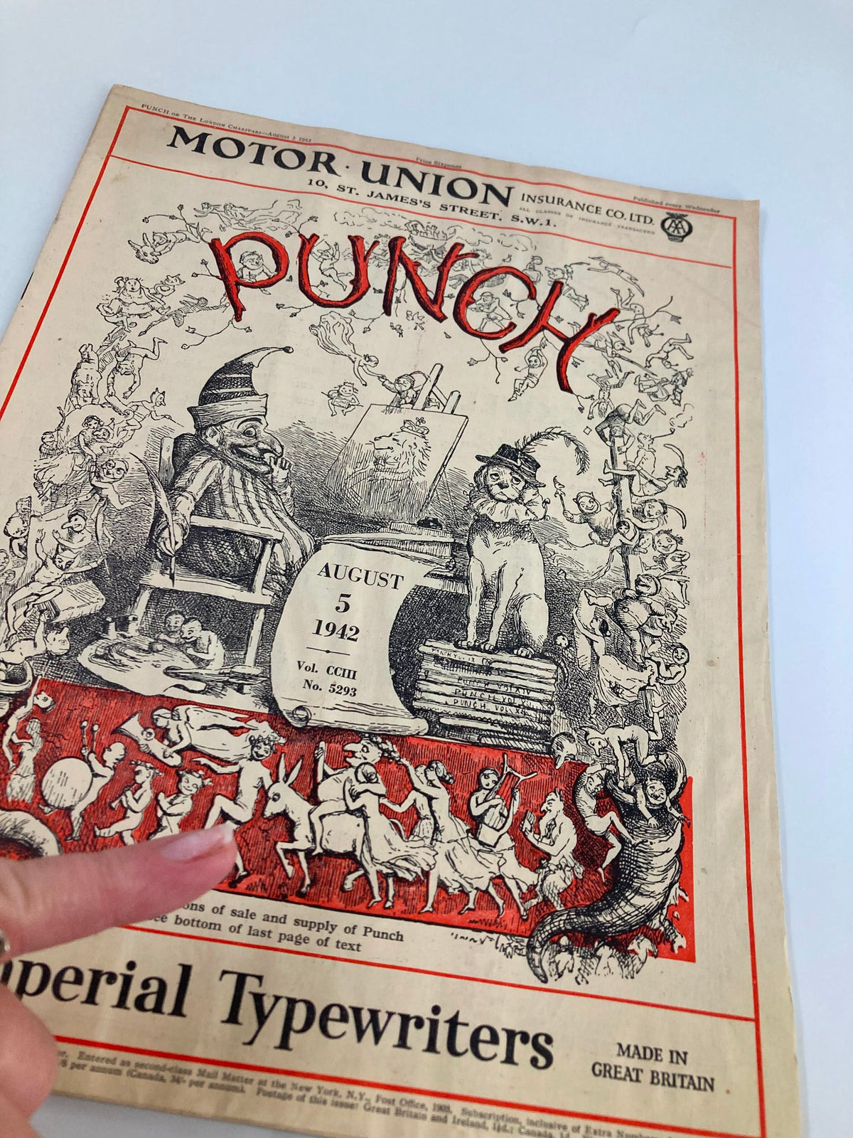 Vintage Punch Magazine August 5 1942 #5293 Vol 203 WWII Cartoon & Humour