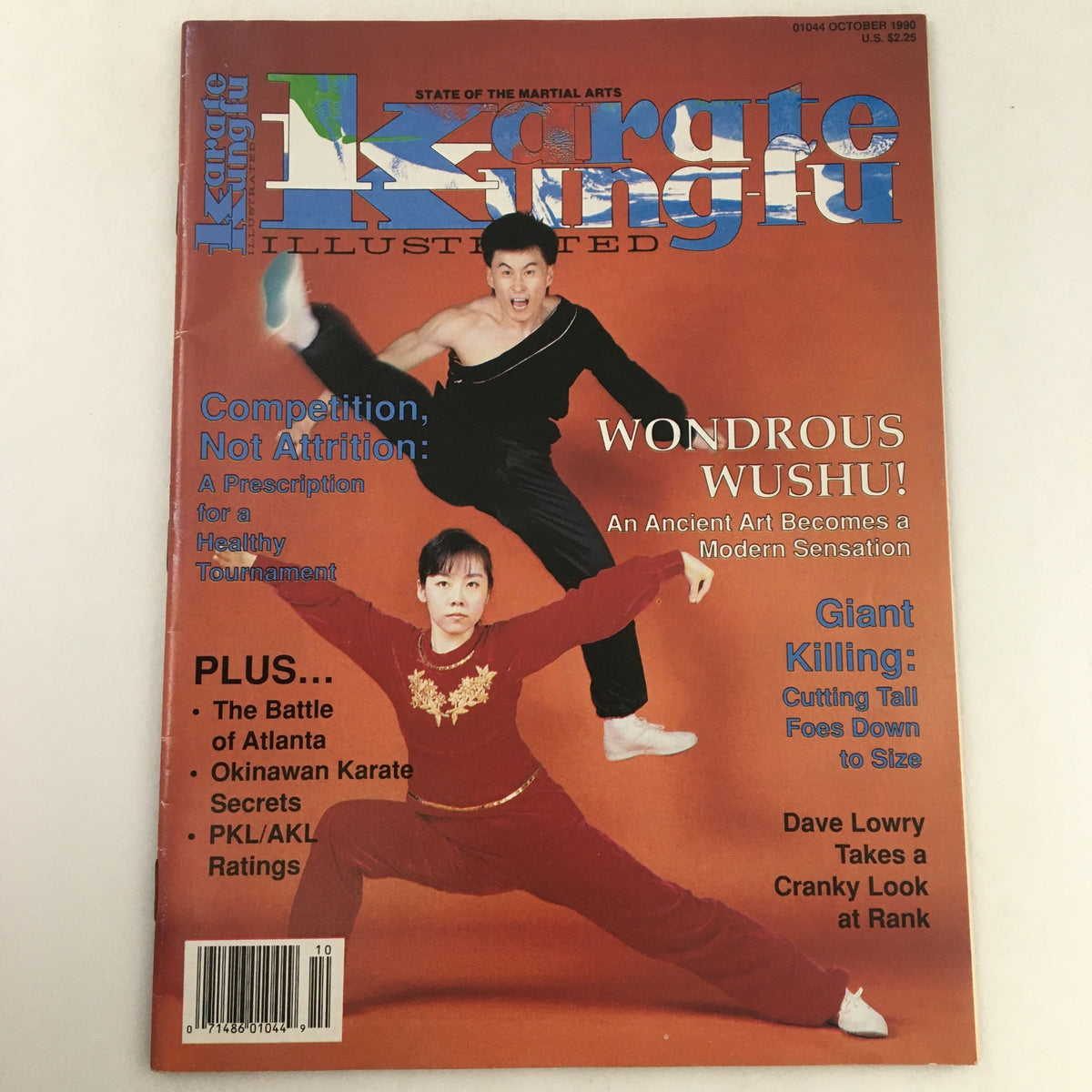 October 1990 issue of Karate Kung-Fu Illustrated Magazine featuring martial artists Yungchu Kim and Hosung Pak on the cover, showcasing Wondrous Wushu and various martial arts articles.