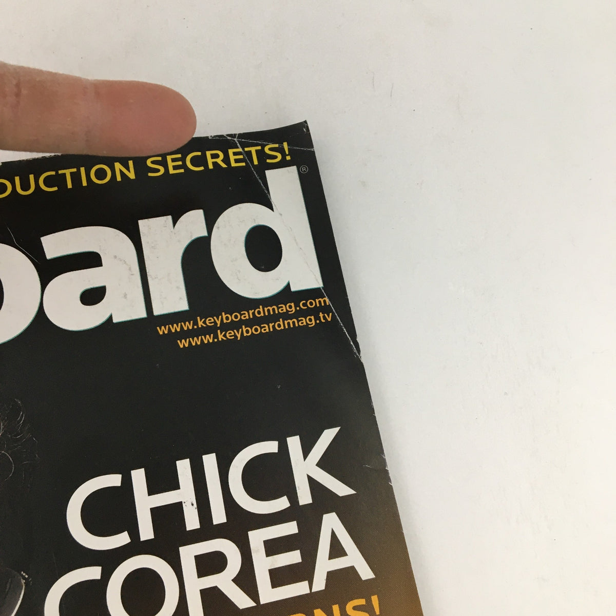 Close-up view of Keyboard Magazine July 2008 cover highlighting Chick Corea, with the title prominently displayed.