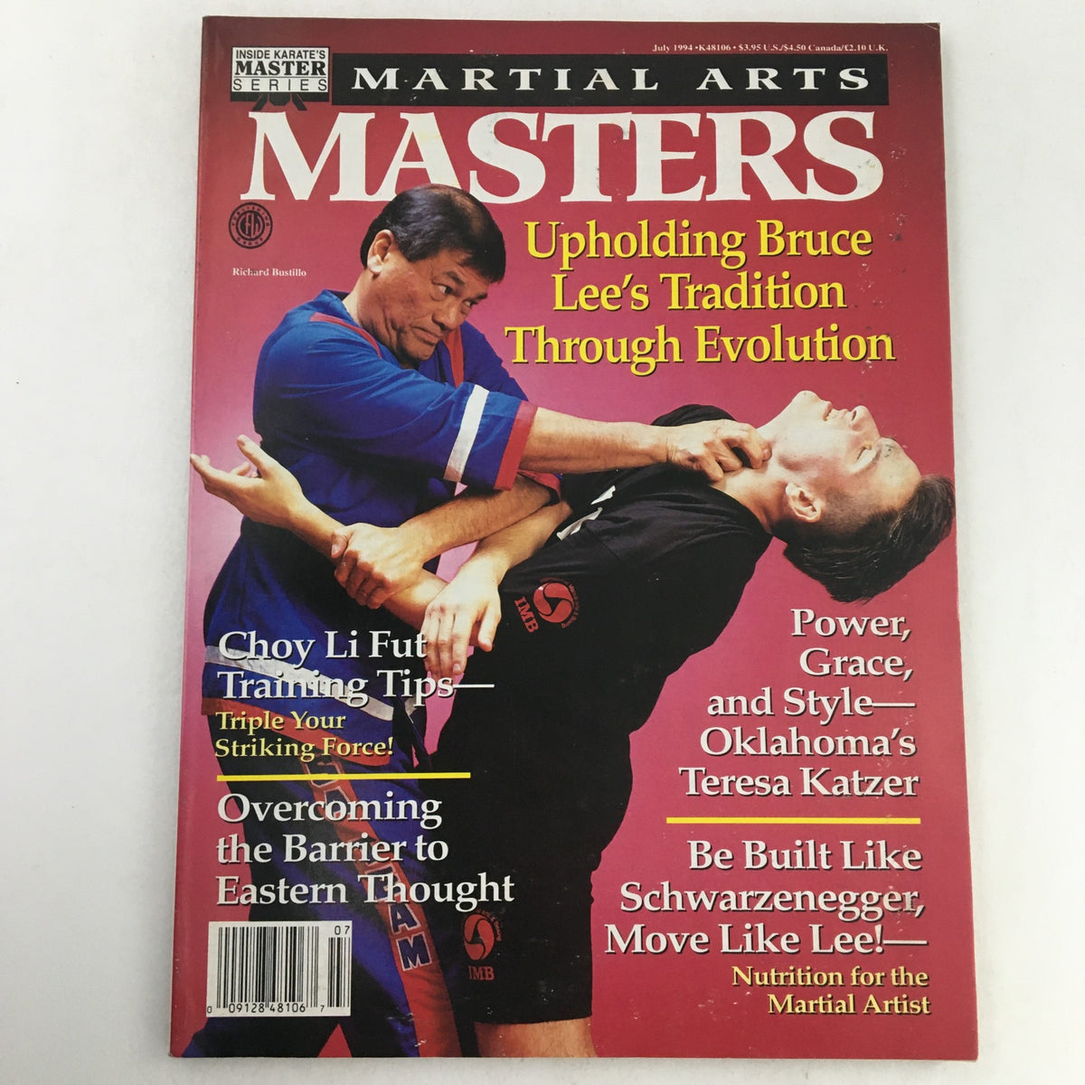 Cover of Martial Art Masters Magazine July 1994 featuring Choy Li Fut training tips and a profile on Teresa Katzer, with the headline 'Upholding Bruce Lee's Tradition Through Evolution'.