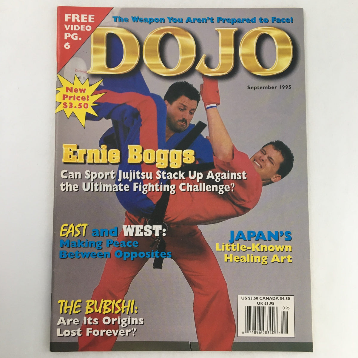 Cover of Budo Dojo Magazine Summer 1995 featuring Ernie Boggs discussing Sport Jujitsu and its challenges, with the headline 'Can Sport Jujitsu Stack Up Against the Ultimate Fighting Challenge?'.