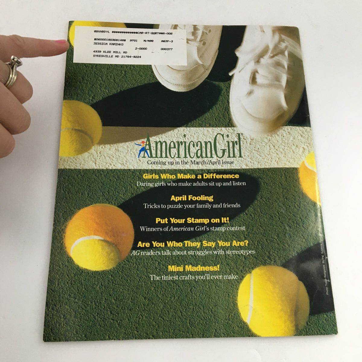 Back cover of American Girl Magazine January-February 1997 showcasing upcoming articles and features, maintaining the vintage aesthetic of the magazine.