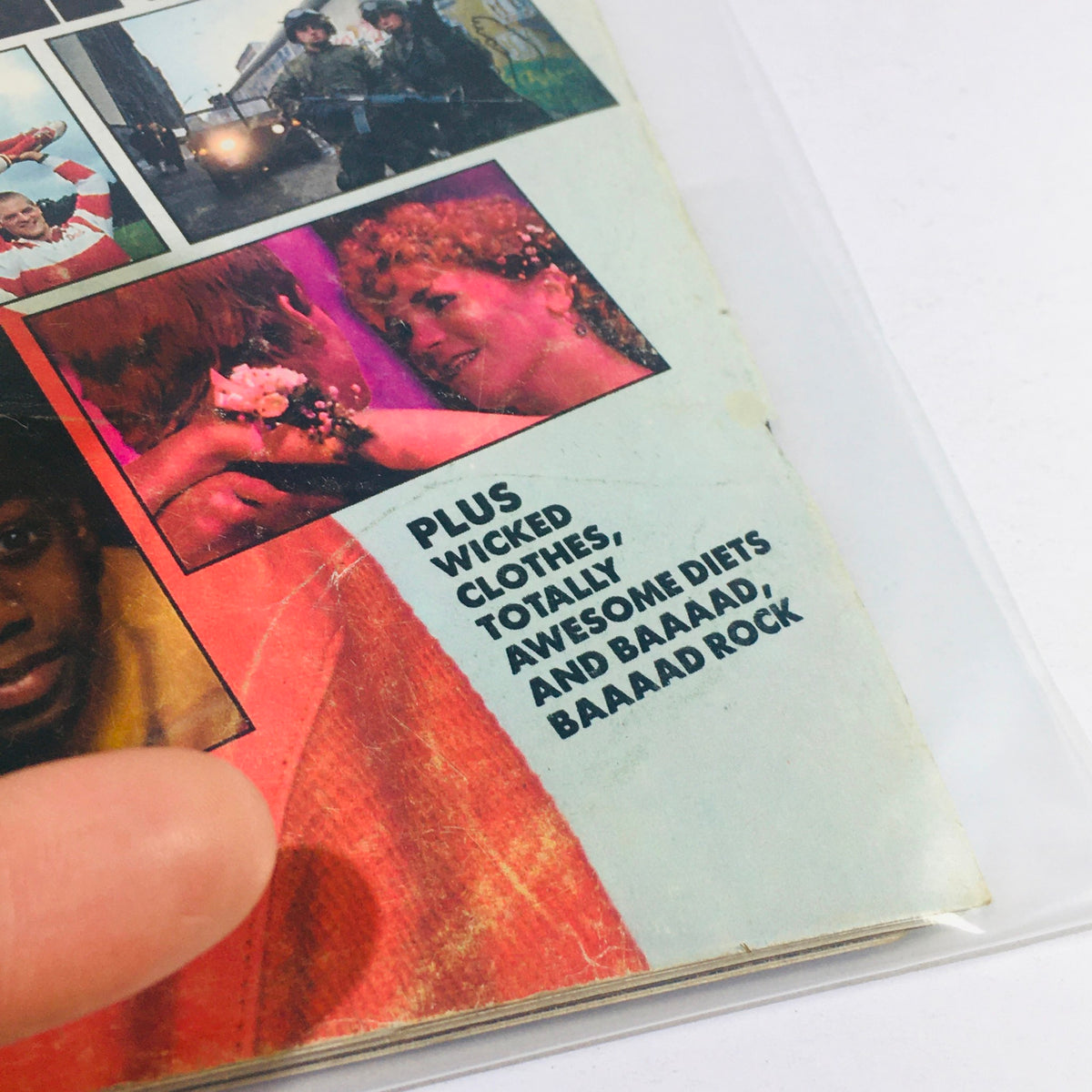 Highlighted section from VTG Life Magazine: March 1986, showcasing a list of features including fashion and music topics, emphasizing the pop culture of the 1980s.